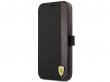 Ferrari Carbon Stripe Bookcase Zwart - iPhone 13 Mini Hoesje