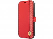 Ferrari Carbon Stripe Bookcase Rood - iPhone 13 Mini Hoesje