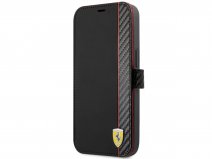 Ferrari Carbon Stripe Bookcase Zwart - iPhone 13 Mini Hoesje