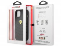 Ferrari Quilted Leather Case Zwart - iPhone 13 Mini Hoesje