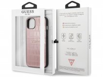 Guess Pink Croco Case Roze - iPhone 13 Mini hoesje