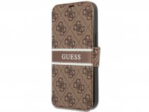 Guess Stripe 4G Monogram BookCase Bruin - iPhone 13 Mini hoesje