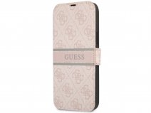 Guess Stripe 4G Monogram BookCase Roze - iPhone 13 Mini hoesje