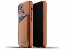 Mujjo Full Leather Wallet Case Tan - iPhone 13 Mini Hoesje Leer