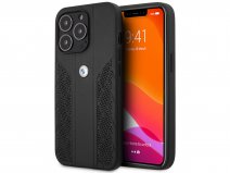 BMW Signature Leather Seat Case Zwart - iPhone 13 Pro hoesje