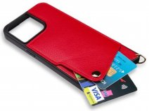 CaseMania Crossbody Card Case met Koord - iPhone 13 Pro Hoesje Rood
