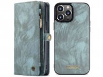 CaseMe 2in1 Wallet Case met Ritsvak Blauw - iPhone 13 Pro Hoesje