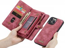 CaseMe 2in1 Wallet Case met Ritsvak Rood - iPhone 13 Pro Hoesje