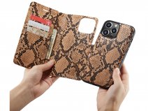 CaseMania Snake 2in1 Magnetic Bookcase Beige - iPhone 13 Pro Hoesje