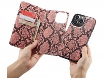 CaseMania Snake 2in1 Magnetic Bookcase Roze - iPhone 13 Pro Hoesje