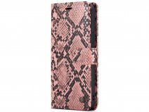 CaseMania Snake 2in1 Magnetic Bookcase Roze - iPhone 13 Pro Hoesje