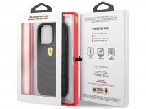 Ferrari Quilted Leather Case Zwart - iPhone 13 Pro Hoesje