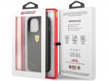 Ferrari Quilted Leather Case Zwart/Geel - iPhone 13 Pro Hoesje