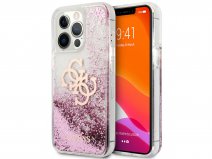 Guess Big 4G Liquid Glitter Case Roze - iPhone 13 Pro hoesje