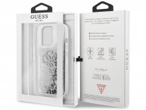 Guess Big 4G Liquid Glitter Case Zilver - iPhone 13 Pro hoesje