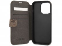 Guess Big 4G Monogram BookCase Bruin - iPhone 13 Pro hoesje