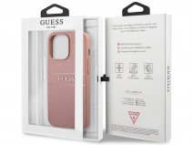 Guess Saffiano Case Roze - iPhone 13 Pro hoesje