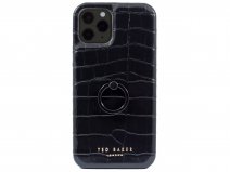 Ted Baker Croco Fingerloop Case Zwart - iPhone 13 Pro Hoesje