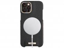 Vaja Silver MagSafe Grip Valiant - Leren iPhone 13 Pro Hoesje met Zilver