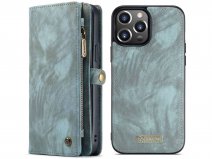 CaseMe 2in1 Wallet Case met Ritsvak Blauw - iPhone 13 Pro Max Hoesje
