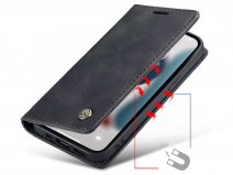 CaseMania Vintage Slim Bookcase Zwart - iPhone 13 Pro Max hoesje