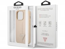 Guess Saffiano Triangle Case Beige - iPhone 13 Pro Max hoesje