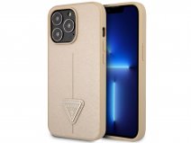 Guess Saffiano Triangle Case Beige - iPhone 13 Pro Max hoesje
