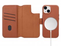 Accezz Leather 2in1 Bookcase MagSafe Cognac - iPhone 14 Hoesje Leer