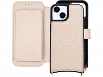 CaseMania 2in1 Bookcase met Koord en Minibag - iPhone 14 Hoesje Beige