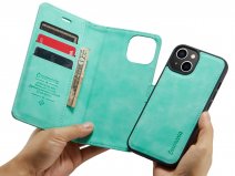 CaseMania 2in1 Magnetic Bookcase Mintgroen - iPhone 14 Hoesje