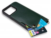 CaseMania Crossbody Card Case met Koord - iPhone 14 Hoesje Donkergroen