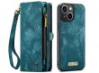 CaseMe 2in1 Wallet Case met Ritsvak Blauw - iPhone 14 Hoesje