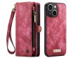 CaseMe 2in1 Wallet Case met Ritsvak Rood - iPhone 14 Hoesje