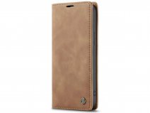 CaseMania Vintage Slim Bookcase Tan Bruin - iPhone 14 hoesje