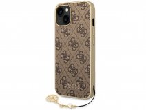 Guess 4G Monogram Charm Case Bruin - iPhone 14 hoesje