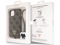 Guess 4G Monogram Necklace Case Bruin - iPhone 14 hoesje