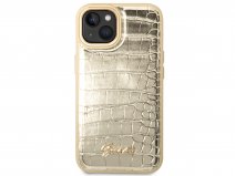 Guess Glossy Croco Case Goud - iPhone 14 hoesje