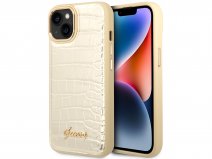 Guess Glossy Croco Case Goud - iPhone 14 hoesje