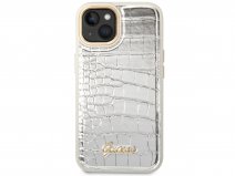 Guess Glossy Croco Case Zilver - iPhone 14 hoesje