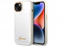 Guess Glossy Croco Case Zilver - iPhone 14 hoesje