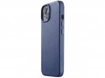 Mujjo Full Leather Case MagSafe Blue - iPhone 14/15 Hoesje Leer