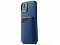 Mujjo Full Leather Wallet Case Blue - iPhone 14 Hoesje Leer