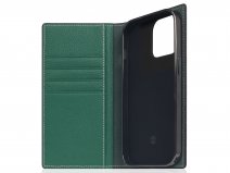 SLG Design D6 Leather Diary Case Groen - iPhone 14 hoesje Leer