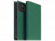 SLG Design D6 Leather Diary Case Groen - iPhone 14 hoesje Leer