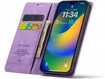 CaseMania Vintage Slim Bookcase Lila Paars - iPhone 14 Plus hoesje