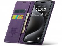 CaseMania Vintage Slim Bookcase Paars - iPhone 14 Plus hoesje