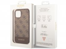 Guess 4G Monogram Stripe Case Bruin - iPhone 14 Plus hoesje