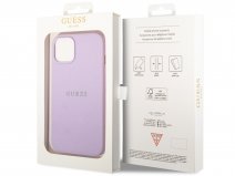 Guess Saffiano Strap Case Paars - iPhone 14 Plus hoesje