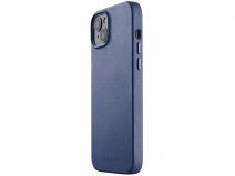 Mujjo Full Leather Case MagSafe Blue - iPhone 14 Plus Hoesje Leer