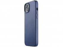 Mujjo Full Leather Case MagSafe Blue - iPhone 14 Plus/15 Plus Hoesje Leer